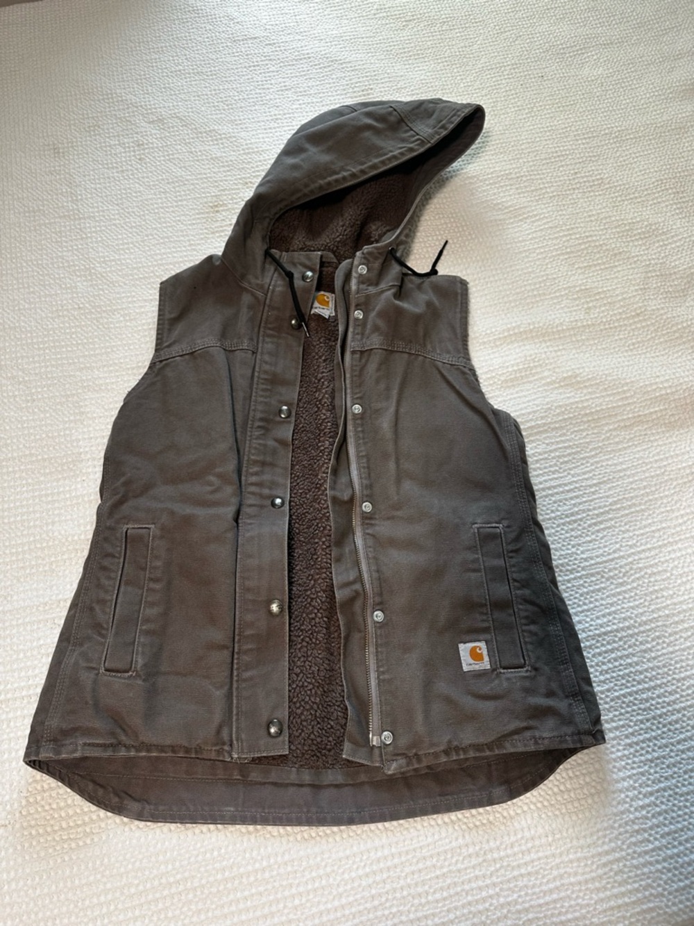 Carhartt Taupe Hooded Sherpa-Lined Vest